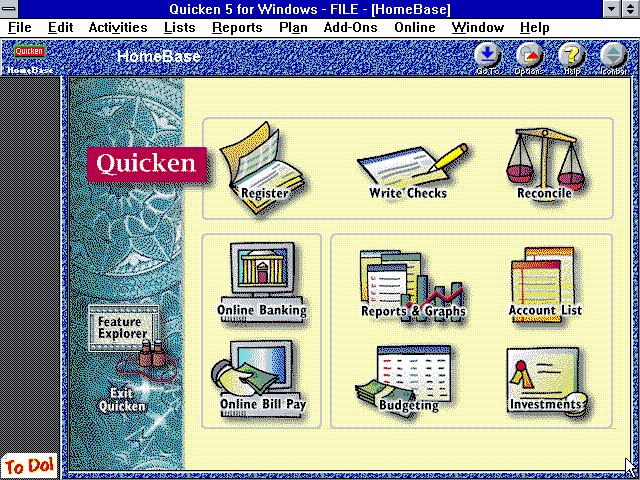 Quicken 5 for Windows - HomeBase